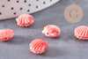Perle coquillage résine rose,perle imitation corail 11.5mm, x5 (G5000)