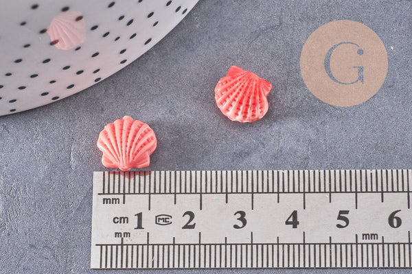 Perle coquillage résine rose,perle imitation corail 11.5mm, x5 (G5000)