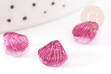 Perle coquillage verre rouge-violet 10.5mm, perles verre tchèque création bijoux verre, x10 (G4189)