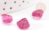 Perle coquillage verre rouge-violet 10.5mm, perles verre tchèque création bijoux verre, x10 (G4189)