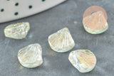 Perle coquillage verre tchèque transparent irisé 10.5mm, x10 (G4374)