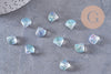 Perle coquillage verre transparent bleu clair 10.5mm, perles verre tchèque, verre bleu, x10 perles (G4375)