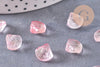 Perle coquillage verre transparent rose clair, perles verre tchèque, perle coquille, verre rose,10.5mm, x10 perles (G5438)