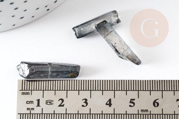 Perle cristal de roche naturel gris, pierre naturelle brute, 14-30mm, x10 (G3148)