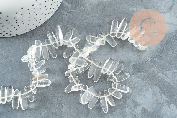 Perle cristal de roche naturel ovale 13-22mm ,perle pierre,quartz Naturel, pierre naturelle,35.5cm, x1 (G1158)