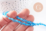 Perle disque Mauvais Oeil Grecque verre bleu,perle verre,perle chance, perle artisanale verre,perle chance, 6mm, le fil, x1 (G2626)