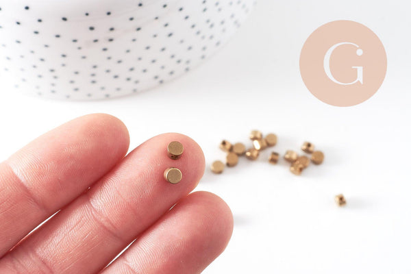 Perle disque laiton brut 4mm, x50 (G0155)