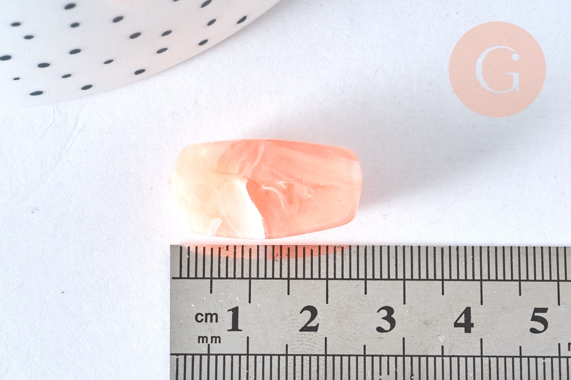Perle en acrylique rose 25mm imitation pierre, x5 G6797