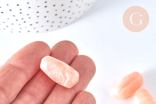 Perle en acrylique rose 25mm imitation pierre, x5 G6797