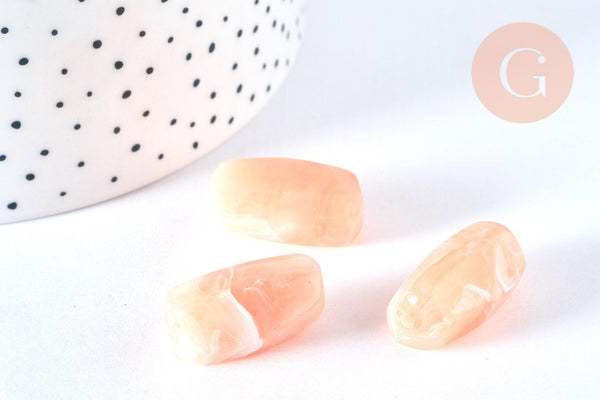 Perle en acrylique rose 25mm imitation pierre, x5 G6797