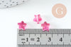 Perle étoile fuchsia poudre dorée imitation jade 8mm, x10 (G10723)