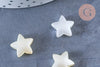 Perle étoile plastique blanc nacré 14mm, x10 perles (G6435)
