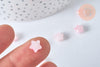 Perle étoile verre rose laiteux et poudre de paillette, perles en verre DIY, 8mm, x10, (G6822)