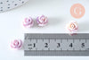 Perle fleur de rose résine violette 10x8mm, création bijou doré fleur, bijou romantique, x10 (G6330)