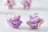 Perle fleur de rose résine violette 10x8mm, création bijou doré fleur, bijou romantique, x10 (G6330)