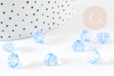 Perle fleur verre bleu ciel transparent imitation jade 11mm, perle création bijoux DIY x10 (G9254)
