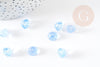 Perle fleur verre bleu ciel transparent imitation jade 11mm, perle création bijoux DIY x10 (G9254)