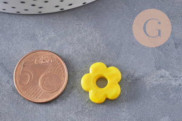 Perle fleur verre pour créole interchangeable 15.5mm, x1 (G11025)