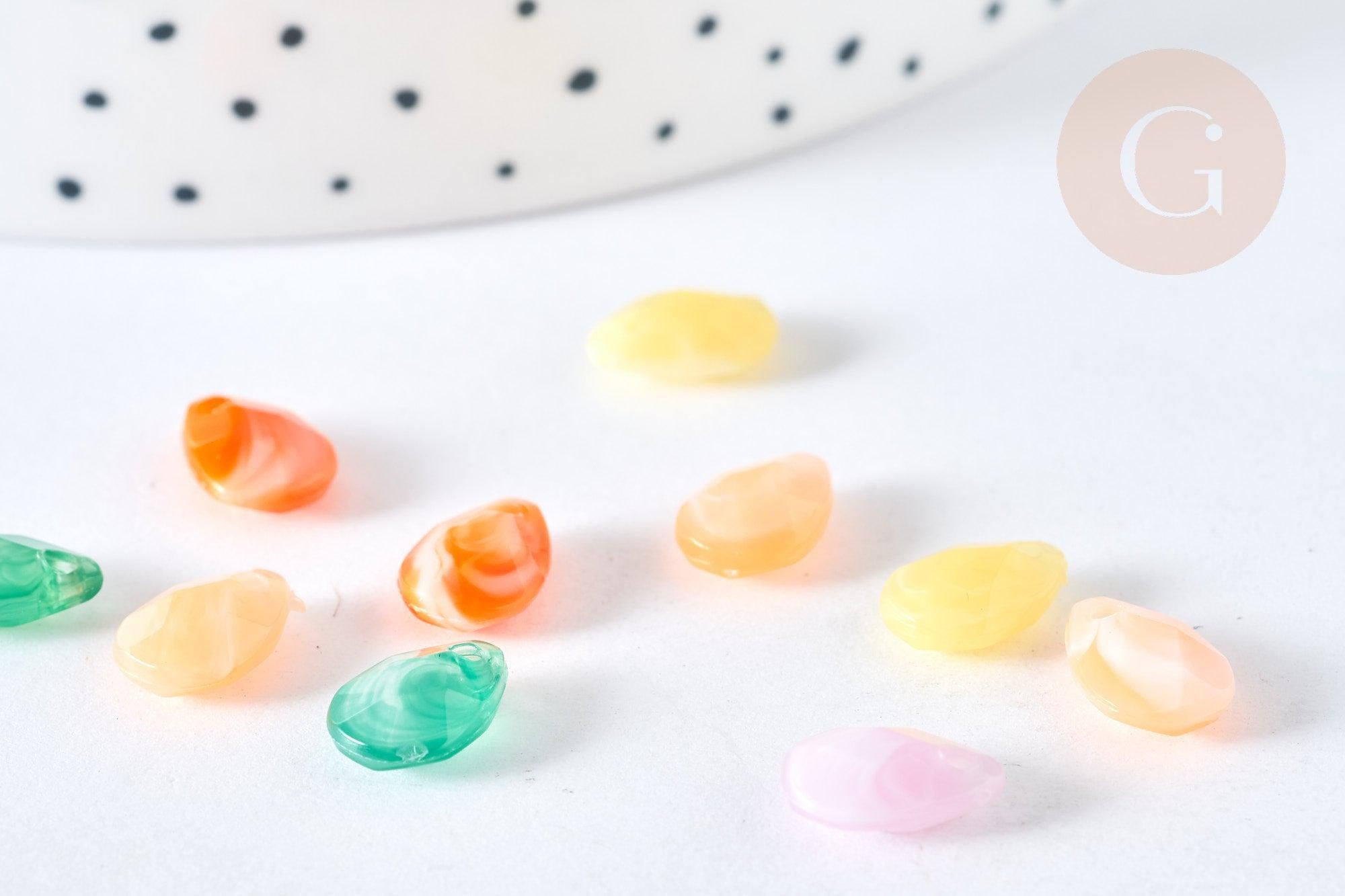 Perle goutte acrylique transparent multicolore 10mm, x10 (G7272)