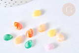 Perle goutte acrylique transparent multicolore 10mm, x10 (G7272)