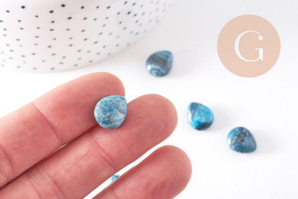 Perle goutte agate bleu facetté, agate naturel,perle jade,perle pierre précieuse, 12mm, x5 (G2044)