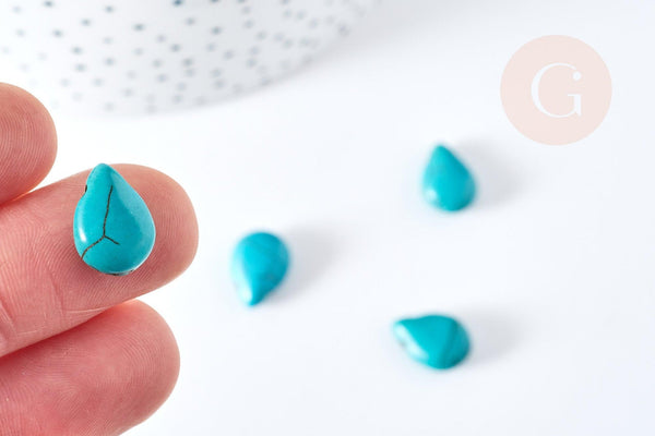 Perle goutte howlite turquoise, howlite naturelle, perle turquoise, perle pierre, 14mm, x10 (G1556)