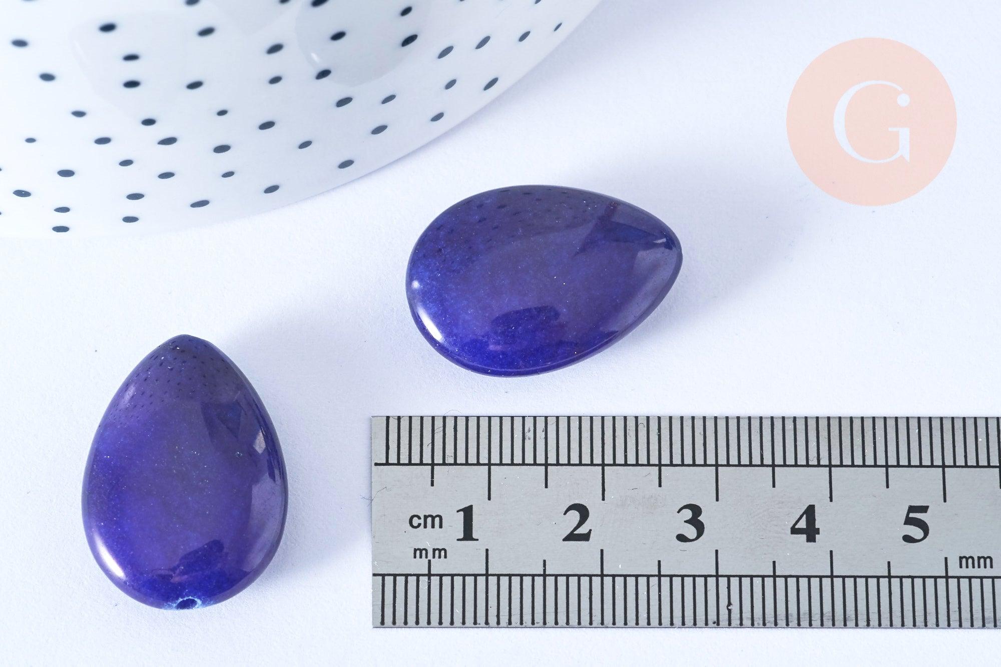 Perle goutte jade naturel bleu 25-18mm, pierre jade naturel ,bijoux en pierre naturelle, x1 G8383