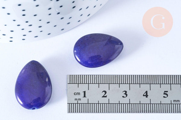 Perle goutte jade naturel bleu 25-18mm, pierre jade naturel ,bijoux en pierre naturelle, x1 G8383
