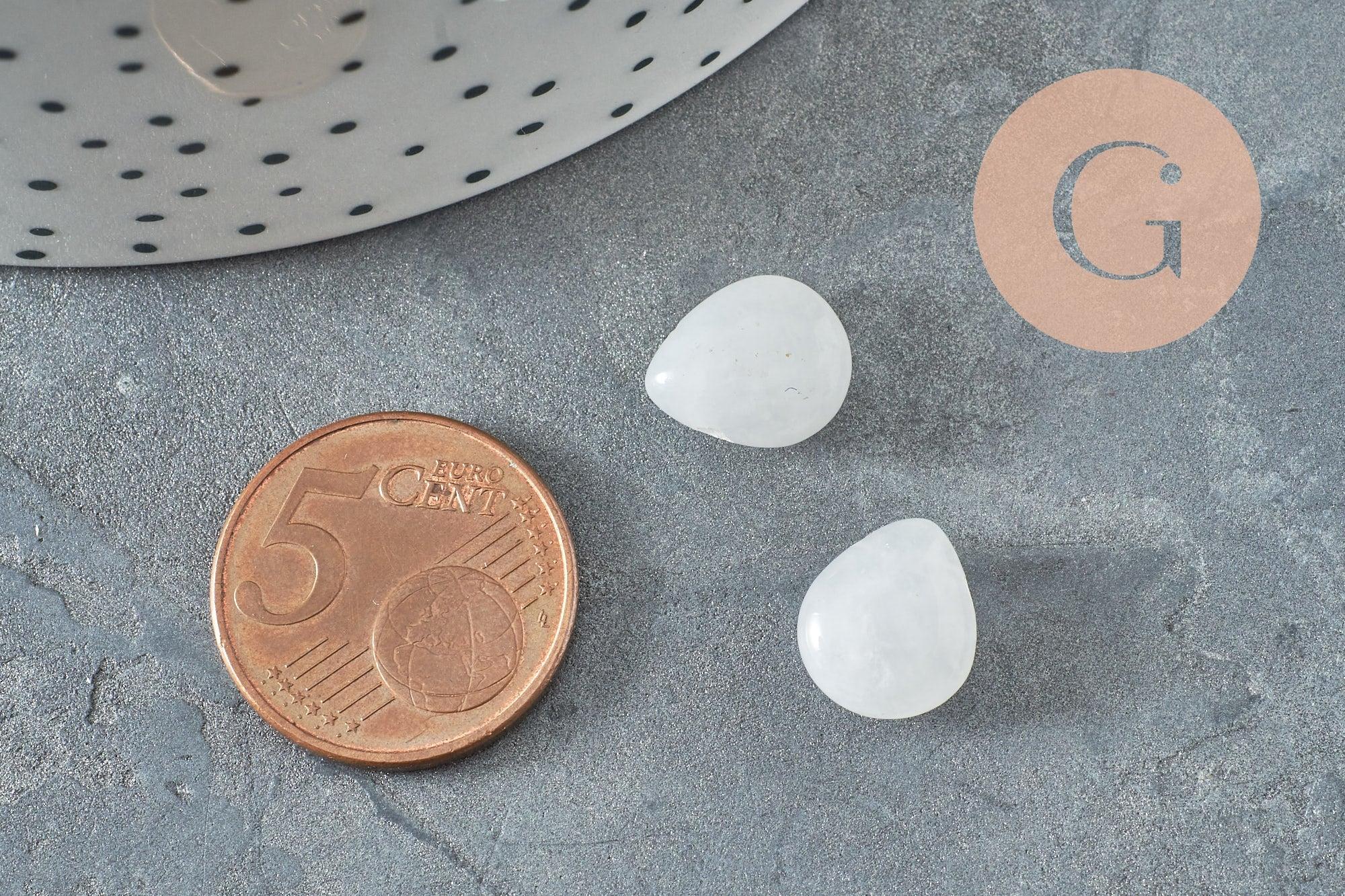 Perle goutte jadeite naturelle blanche 12mm,x5 (G9854)