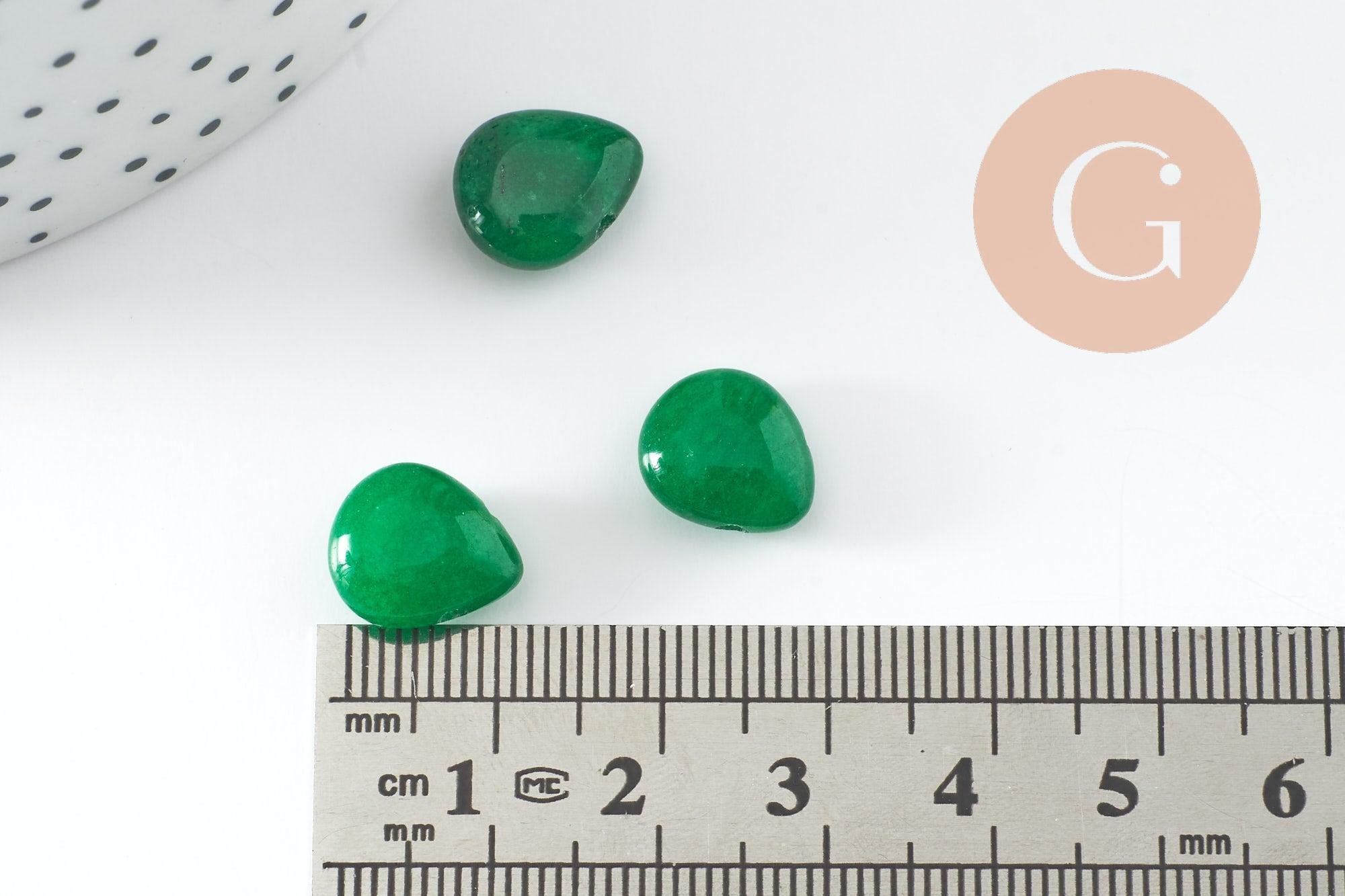 Perle goutte jadeite naturelle vert facetté 12mm, x5 (G3810)