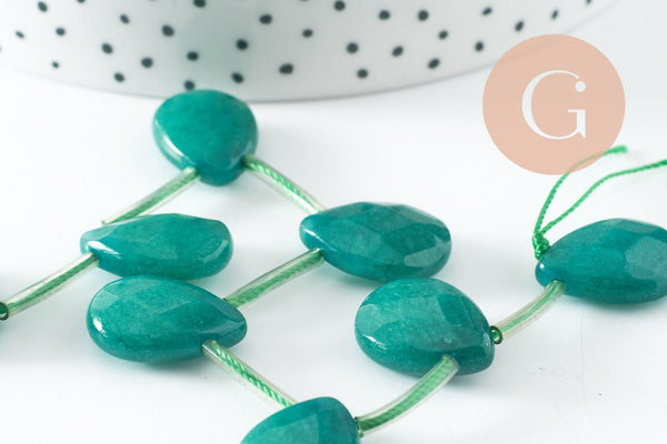 Perle goutte jadeite verte facetté,jadeite naturel,perle jadeite,pierre précieuse,18mm, X5 G1834