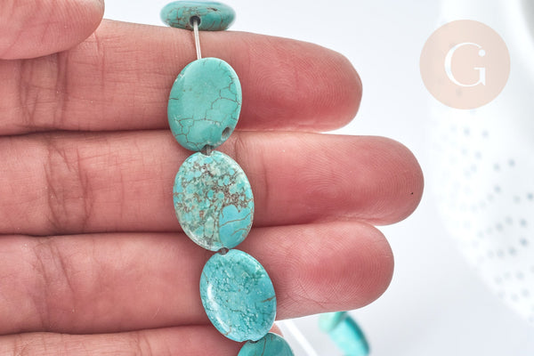 Perle goutte nuggets rondelle Howlite teintée turquoise foncé naturelle 5-30mm, x1 fil de 40cm (G8193)