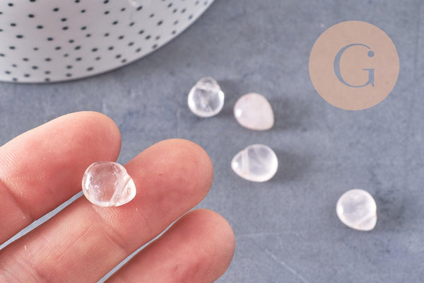 Perle goutte quartz rose 12mm,quartz rose naturel,perle quartz,12mm, x5 (G3032)