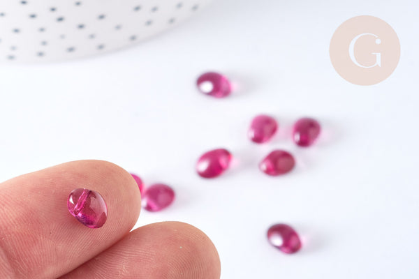 Perle goutte verre rouge foncé 8,5mm, perle cristal , x10 (G7231)