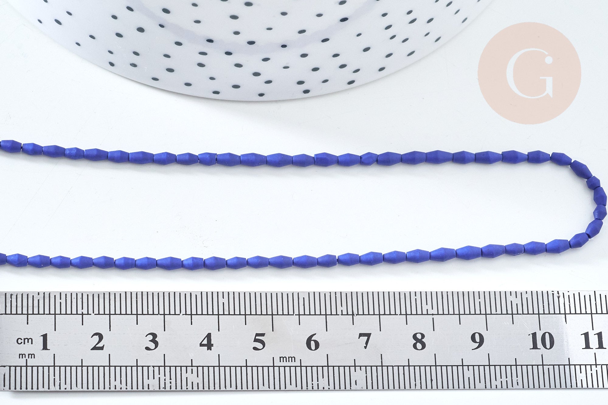 Perle grain de riz howlite naturelle teintée bleu roi, bijou en pierre naturelle, howlite naturelle, perle en pierre, fil de 50cm (G7260)