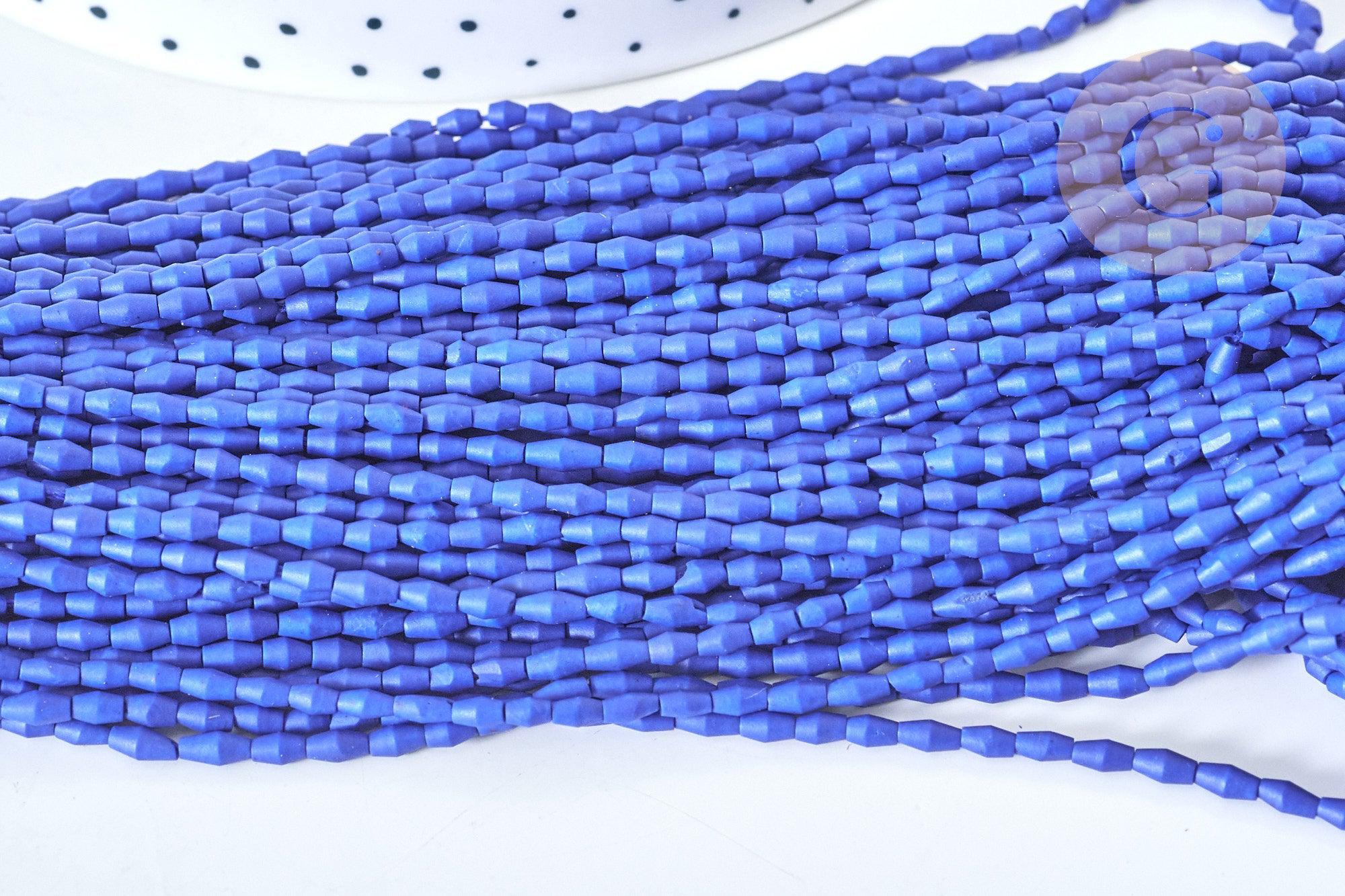 Perle grain de riz howlite naturelle teintée bleu roi, bijou en pierre naturelle, howlite naturelle, perle en pierre, fil de 50cm (G7260)