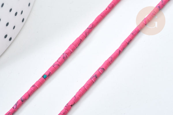 Perle heishi howlite naturelle rose 1mm, pierre naturelle, turquoise naturelle, perle en pierre, fil de 30cm, x1 (G7262)