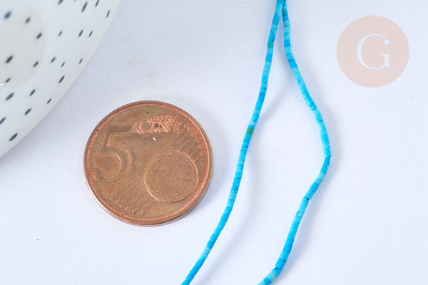Perle heishi turquoise naturelle vert/bleu 1mm, x1 fil de 30cm (G7226)