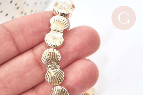 Perle hématite dorée coquillage 8x9mm, x1 fil de 40cm (G4424)