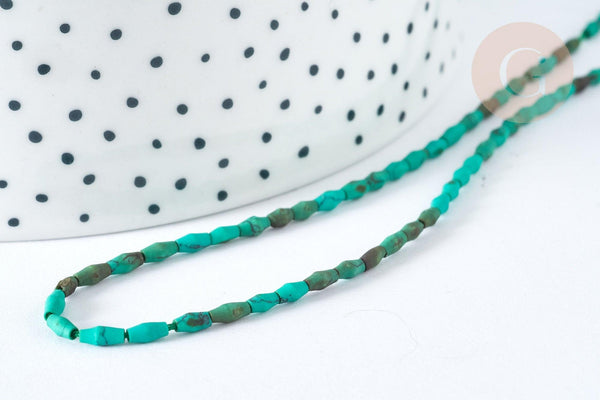 Perle howlite naturelle teintée vert, bijou en pierre naturelle, howlite naturelle, perle en pierre, fil de 50cm - (G7261)