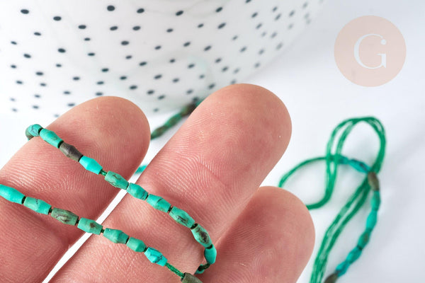 Perle howlite naturelle teintée vert, bijou en pierre naturelle, howlite naturelle, perle en pierre, fil de 50cm - (G7261)