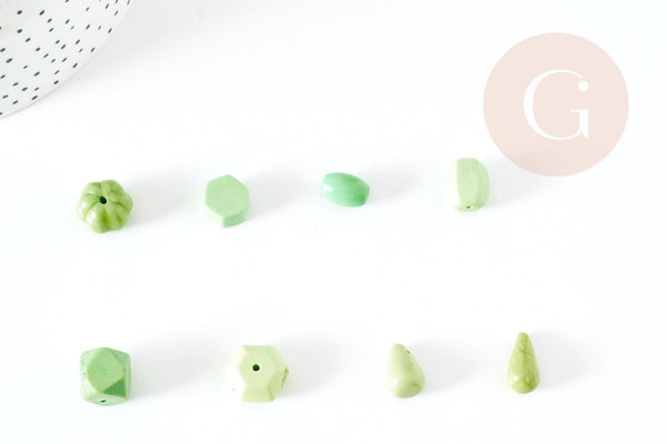 Perle howlite naturelle verte 15mm, création bijoux pierre G0603