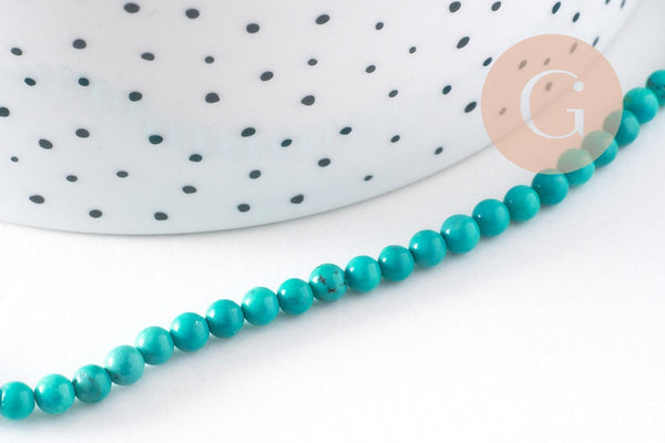 Perle howlite turquoise Bijou pierre naturelle 4mm, perle howlite naturelle, perle pierre, fil de 38cm, x1 (G5168)