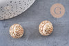 Perle indonesienne polymère gris strass et zamac doré 19.5mm,création bijou ethnique exotique, x1 (G5906)