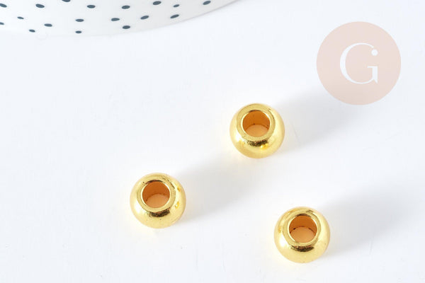 Perle intercalaire Pony Bead zamac doré 10mm, x20 (G8535)