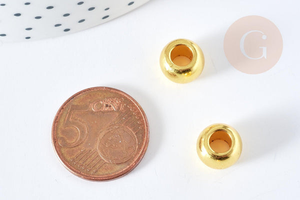 Perle intercalaire Pony Bead zamac doré 10mm, x20 (G8535)