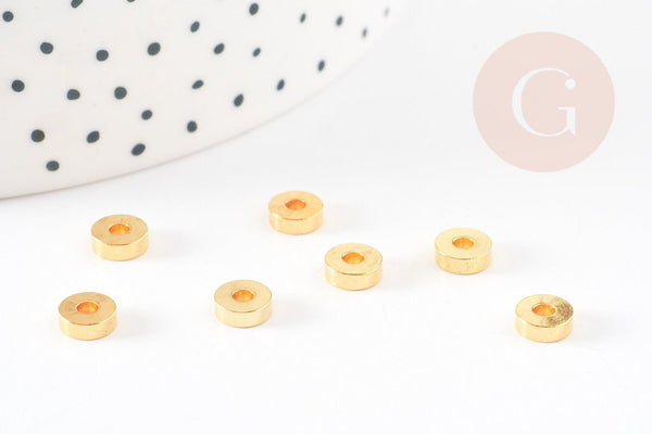 Perle intercalaire disque heishi rondelles laiton doré 6mm, x50 (G3322)