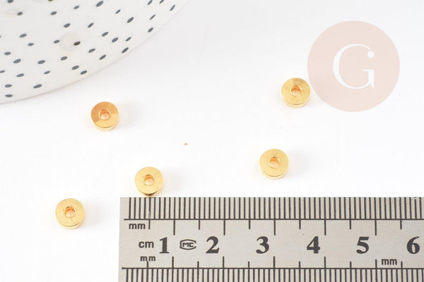 Perle intercalaire disque heishi rondelles laiton doré 6mm, x50 (G3322)