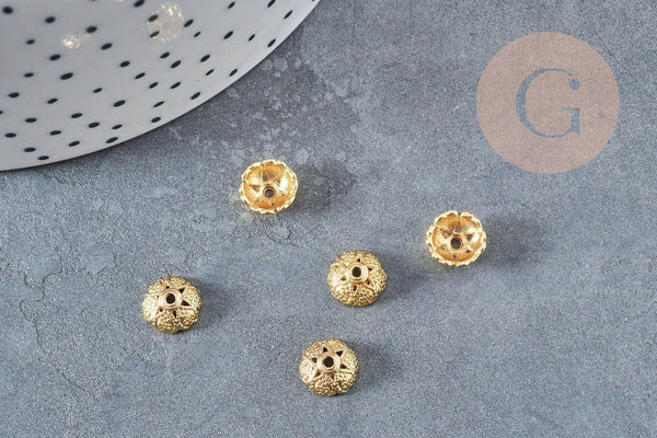 Perle intercalaire fleur zamac doré 8x3.5mm, fabrication de bijoux, x10 (G8881)