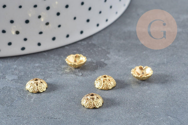 Perle intercalaire fleur zamac doré 8x3.5mm, fabrication de bijoux, x10 (G8881)